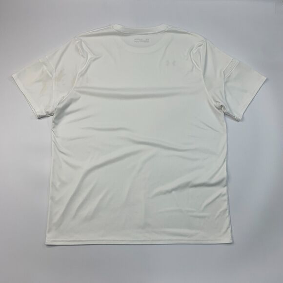 Under Armour Training T Shirt Mens 2XL XXL Cream Short Sleeve HeatGear Athletic - Picture 9 of 12